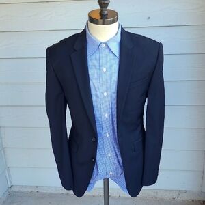EXPRESS Solid Black Wool Polyester Blend Sz 38 S Extra Slim Fit Mens‎ Sport Coat